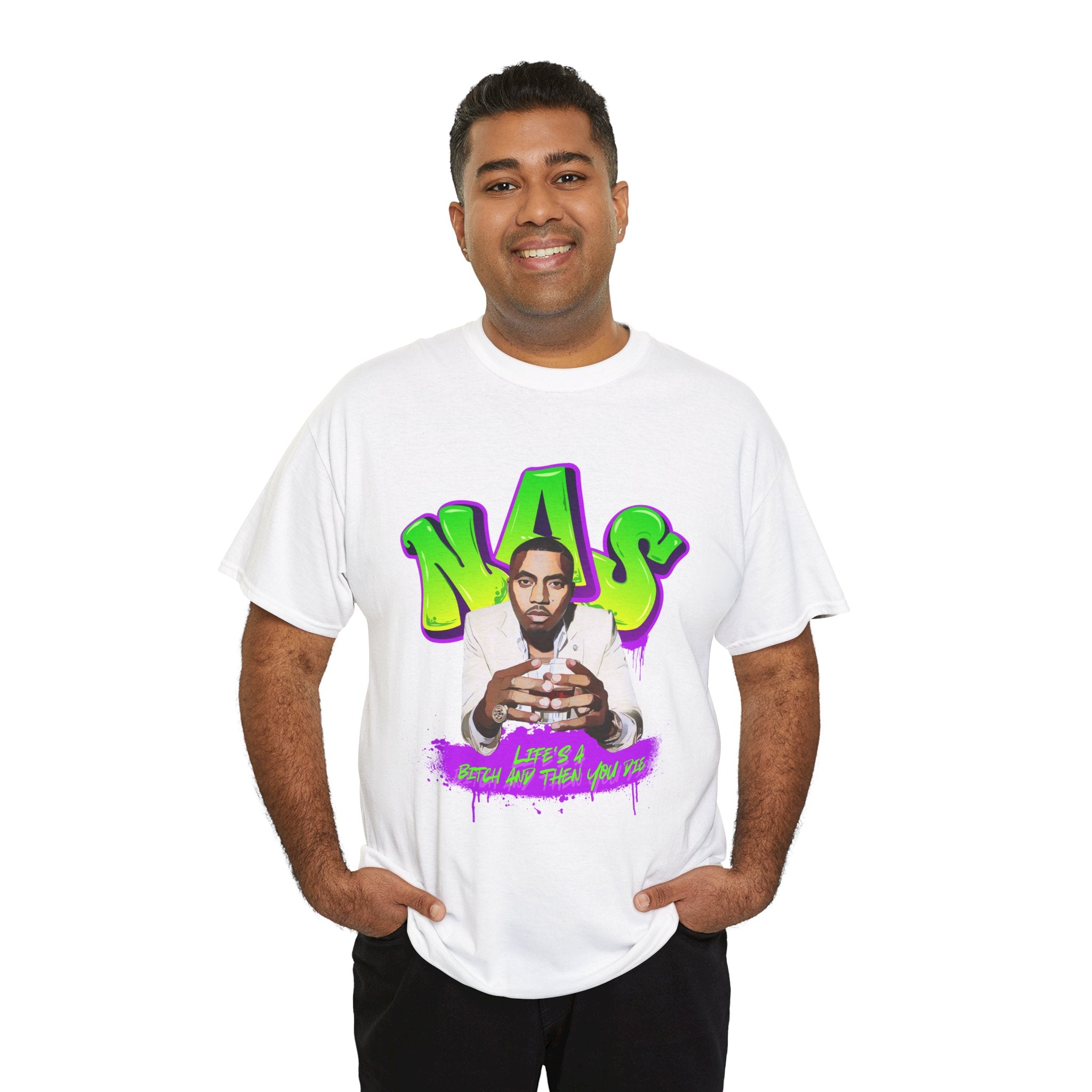 Nas Graphic Tee — Retro Graffiti Hip-Hop Tribute Shirt - Lifes a B*