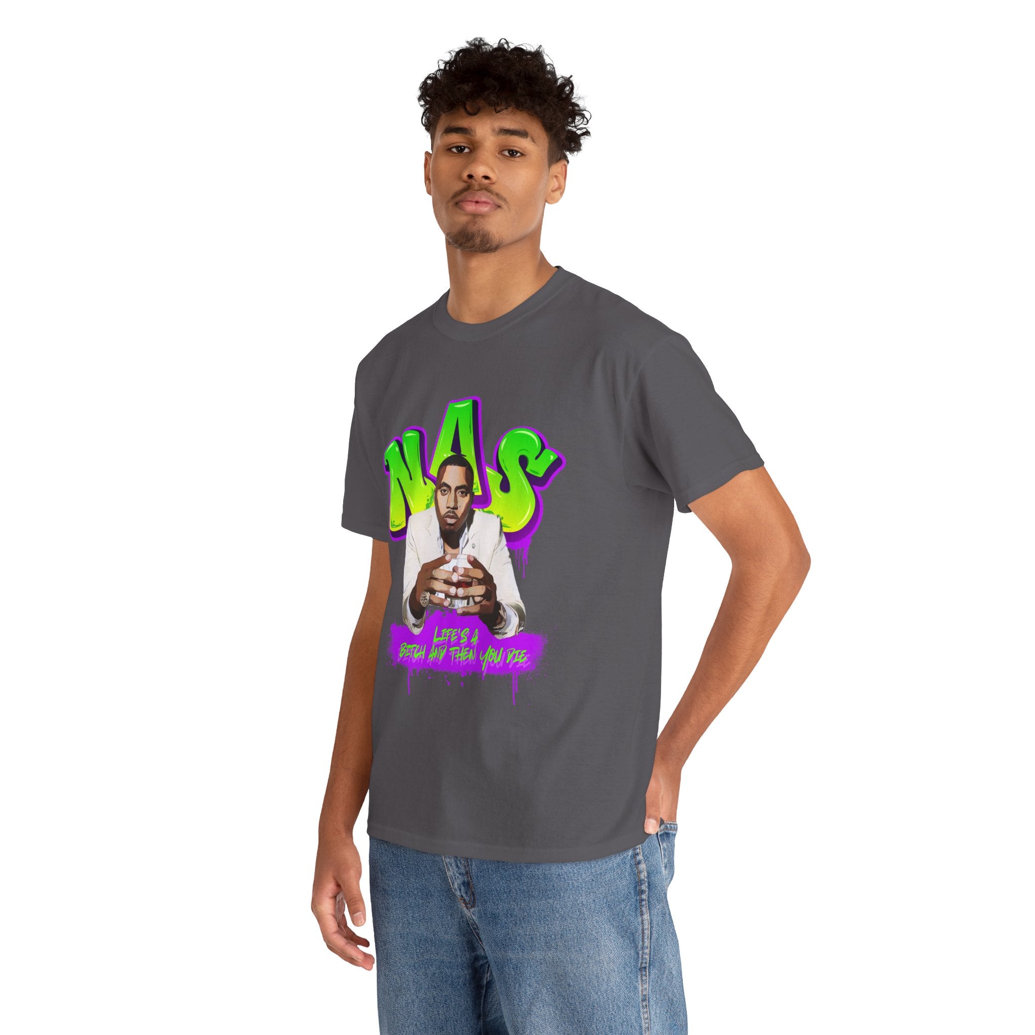 Nas Graphic Tee — Retro Graffiti Hip-Hop Tribute Shirt - Lifes a B*