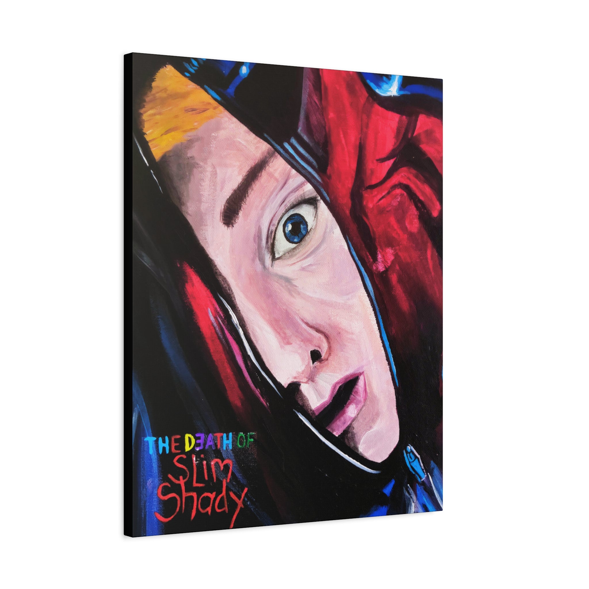 "The Death of Slim Shady" Album Cover Portrait with Acyrlic Paint Print (Stretched 1.25") Matte Canvas Print