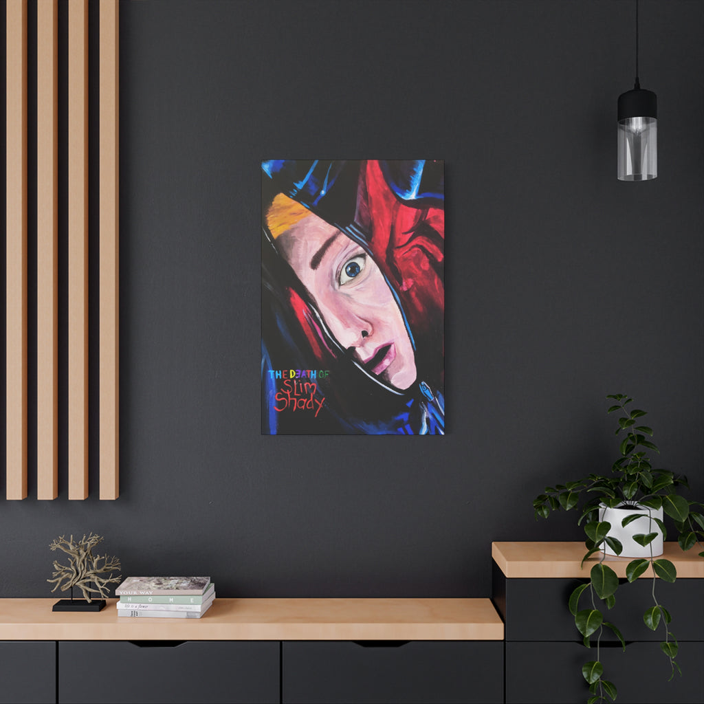 "The Death of Slim Shady" Album Cover Portrait with Acyrlic Paint Print (Stretched 1.25") Matte Canvas Print