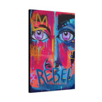 'Rebel'- Hand Painted (Print) Rebel Pop Art Face Matte Stretched Canvas