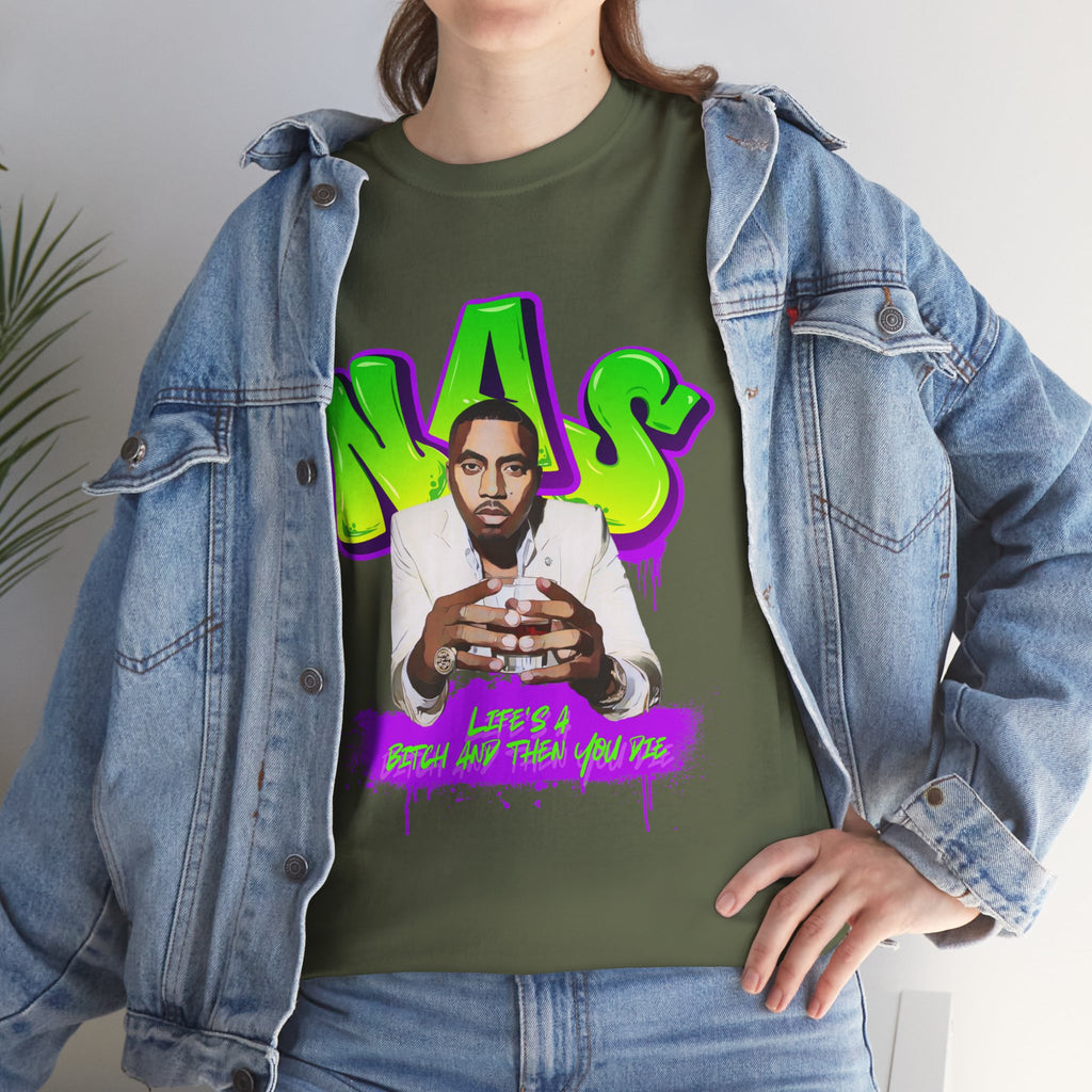 Nas Graphic Tee — Retro Graffiti Hip-Hop Tribute Shirt - Lifes a B*