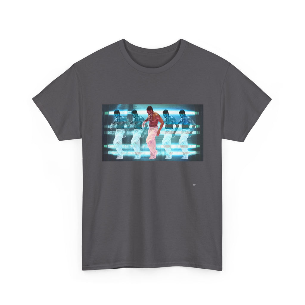 Usher Retro Dance Tee — Glitchy Neon Graphic T-Shirt