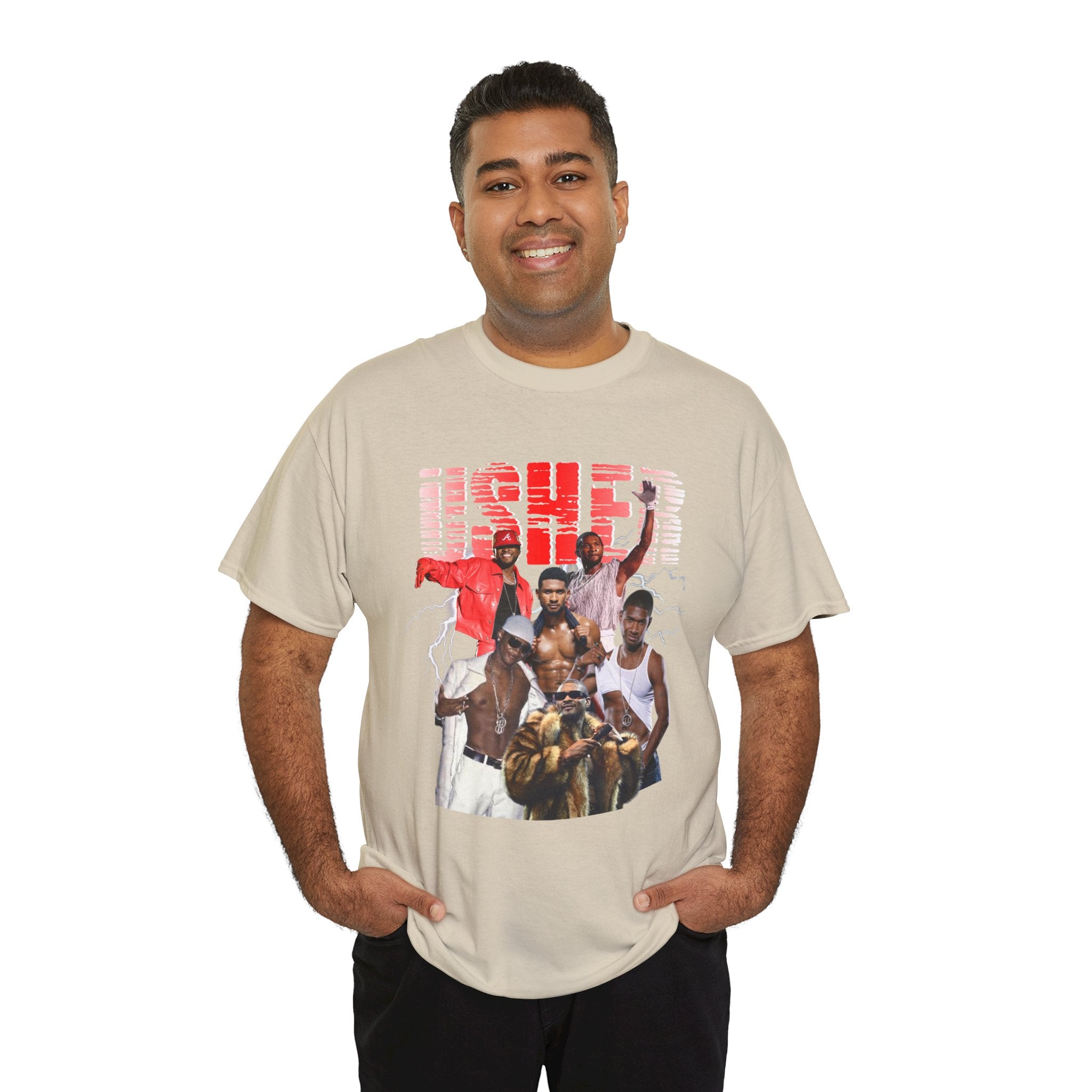 Usher Collage Graphic Tee — Retro R&B Concert Shirt