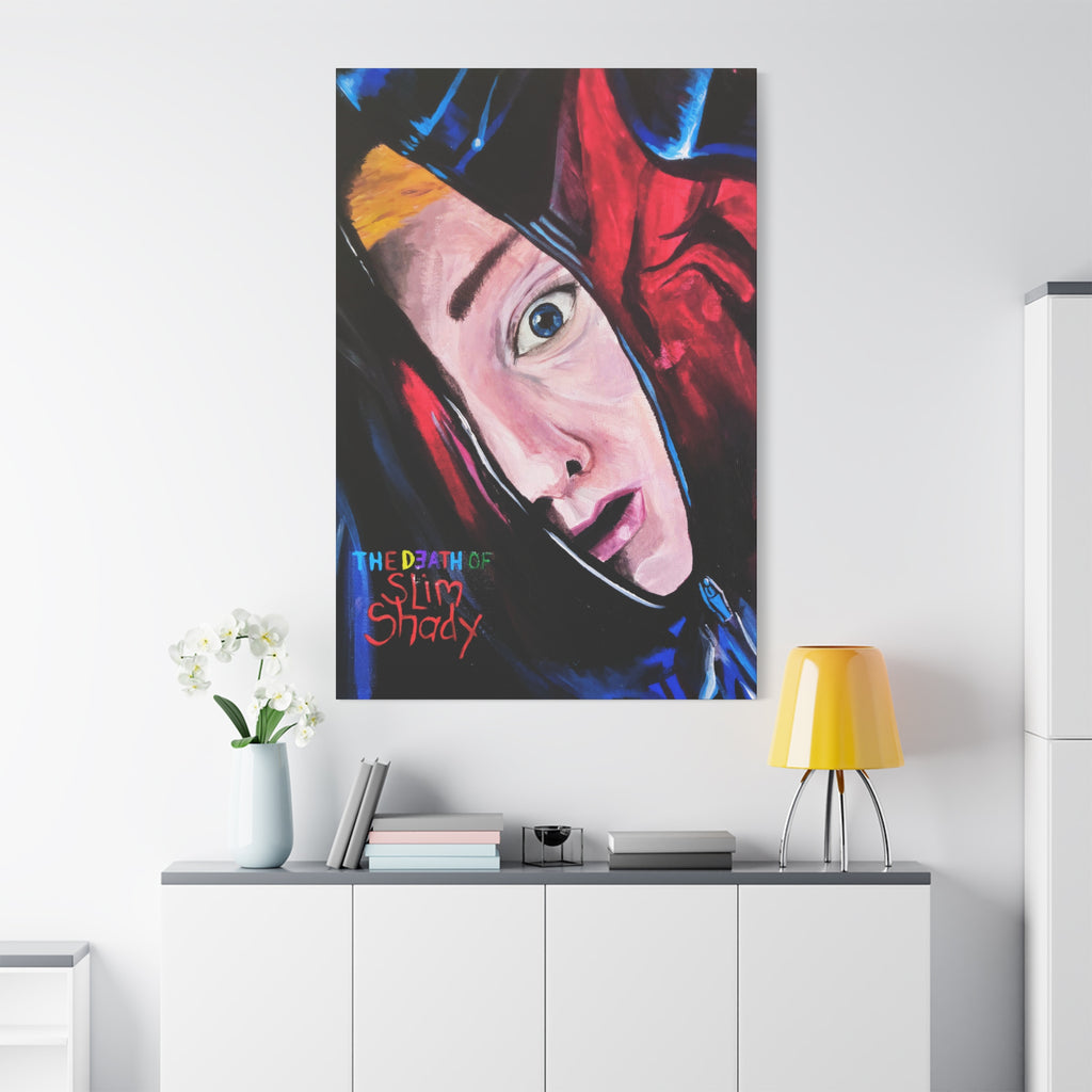 "The Death of Slim Shady" Album Cover Portrait with Acyrlic Paint Print (Stretched 1.25") Matte Canvas Print