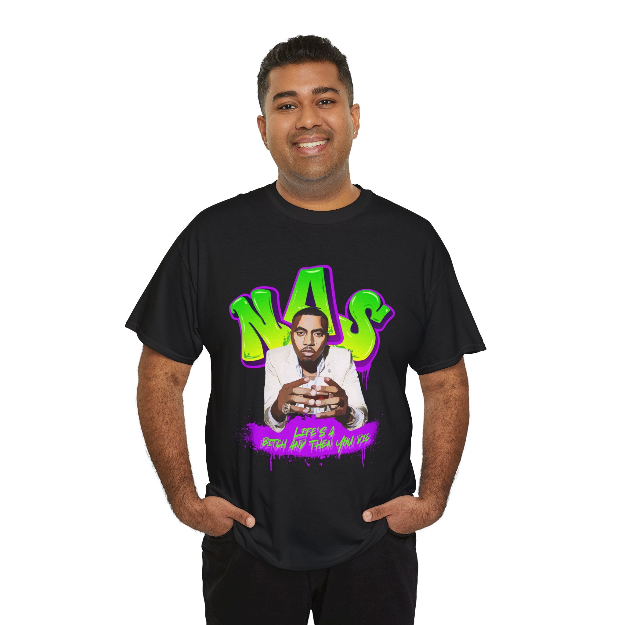 Nas Graphic Tee — Retro Graffiti Hip-Hop Tribute Shirt - Lifes a B*