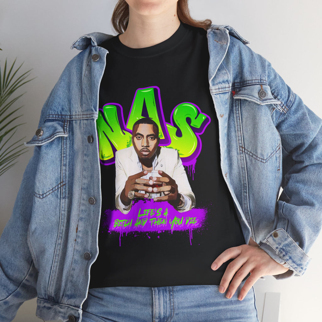 Nas Graphic Tee — Retro Graffiti Hip-Hop Tribute Shirt - Lifes a B*