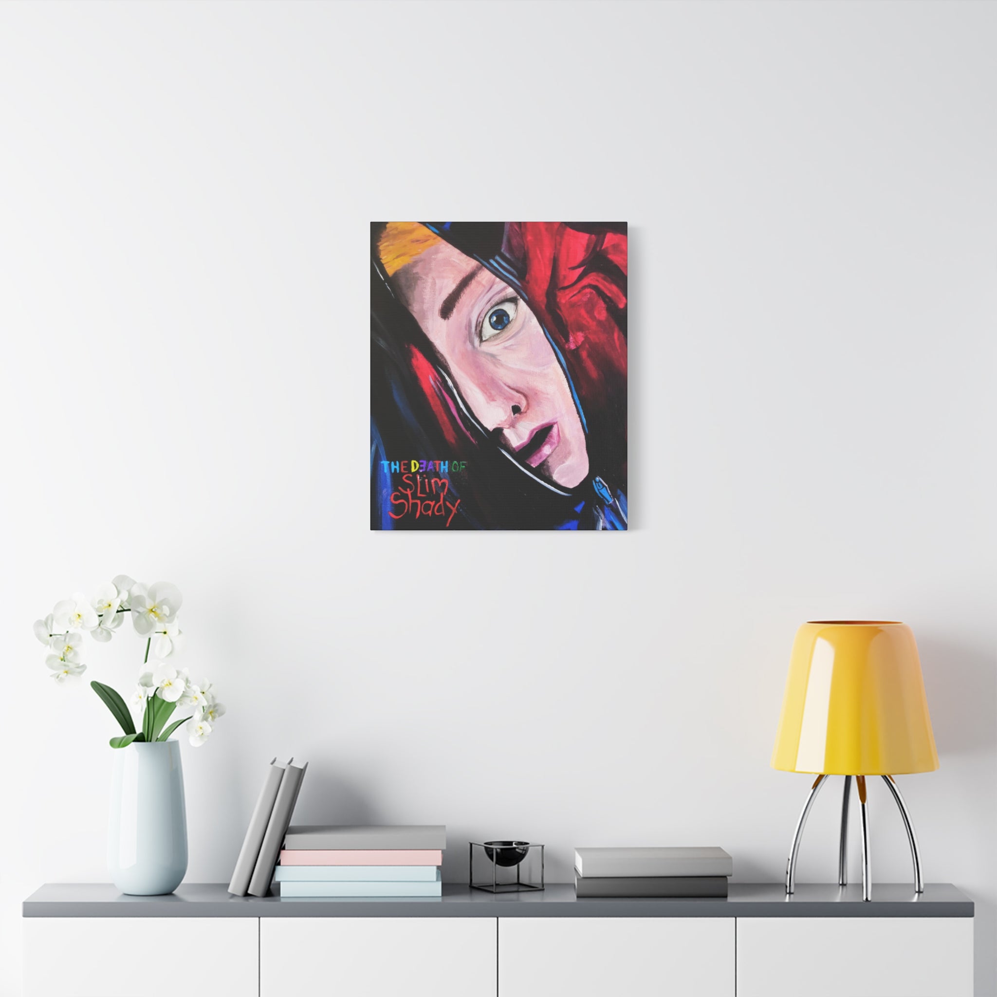 "The Death of Slim Shady" Album Cover Portrait with Acyrlic Paint Print (Stretched 1.25") Matte Canvas Print