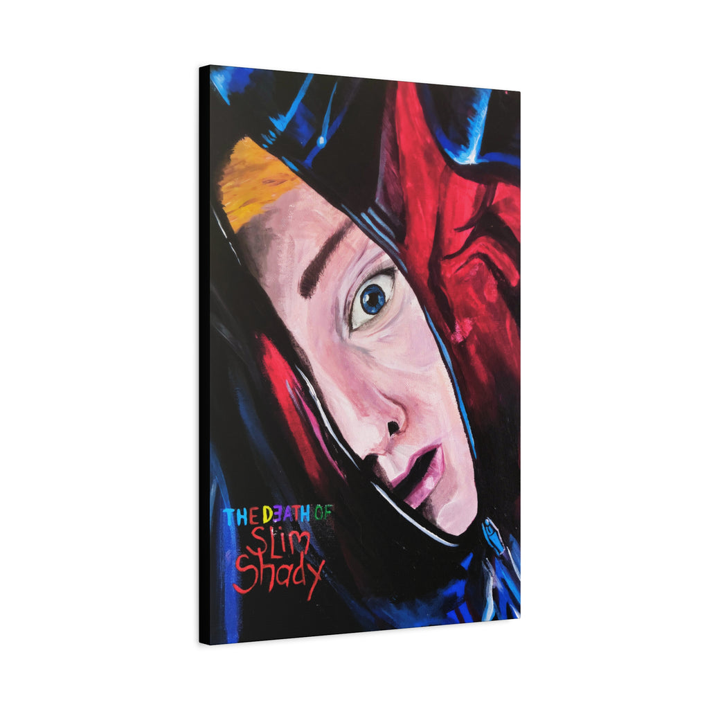 "The Death of Slim Shady" Album Cover Portrait with Acyrlic Paint Print (Stretched 1.25") Matte Canvas Print