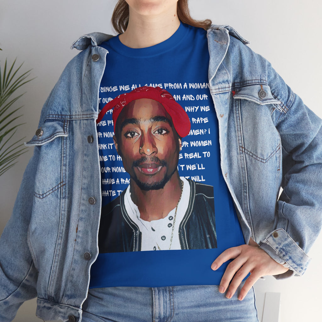 Pac Graphic Photo Tee with Keep Your Head Up Lyrics Text