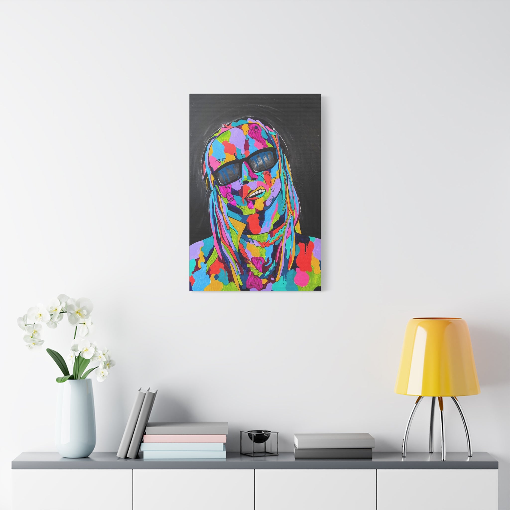 Rap Art - Lil' Wayne Urban Art Portrait Canvas — Colorful Matte Stretched Wall Art