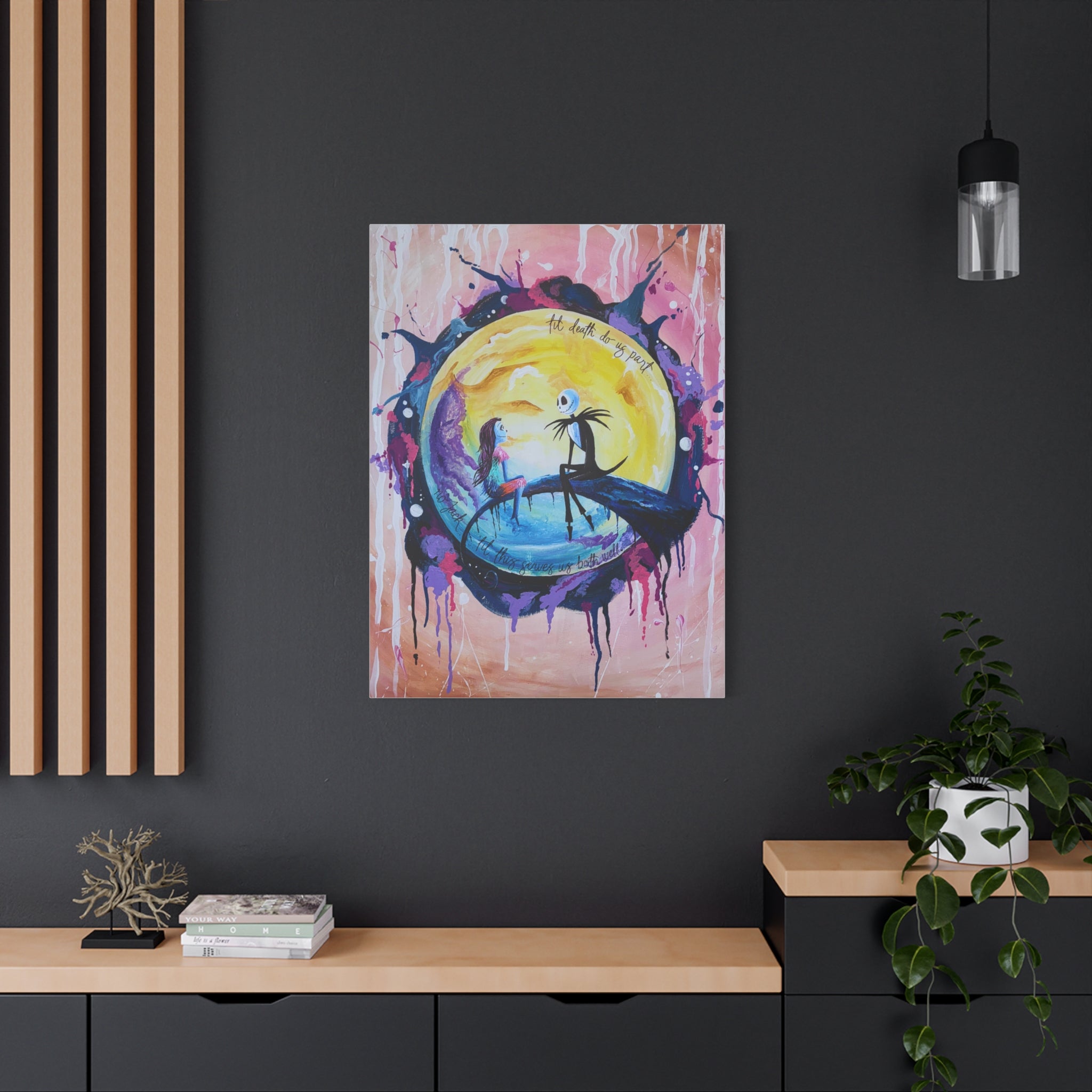 Jack & Sally - "No Jack, Til This Serves Us Both Well" <3 Night Moon Couples Art Canvas — Romantic Stretched Matte Wall Art