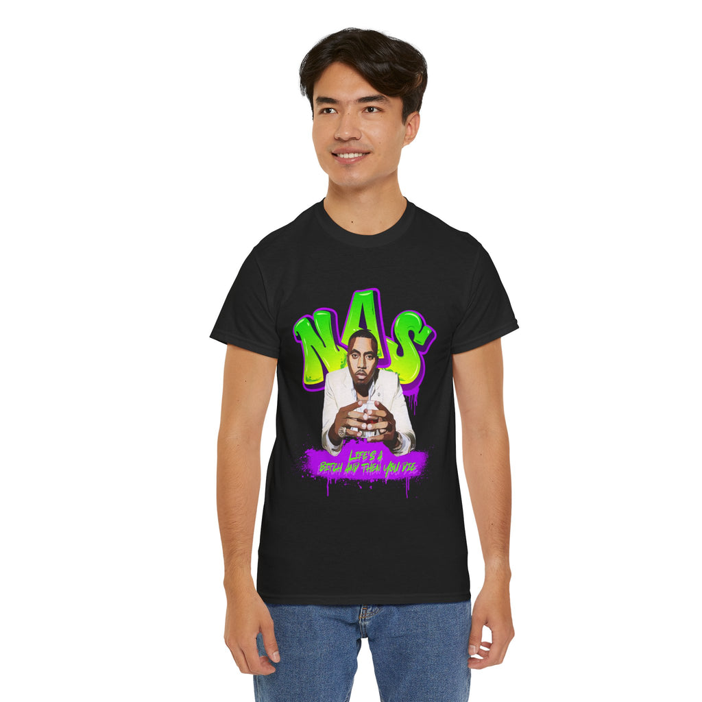 Nas Graphic Tee — Retro Graffiti Hip-Hop Tribute Shirt - Lifes a B*