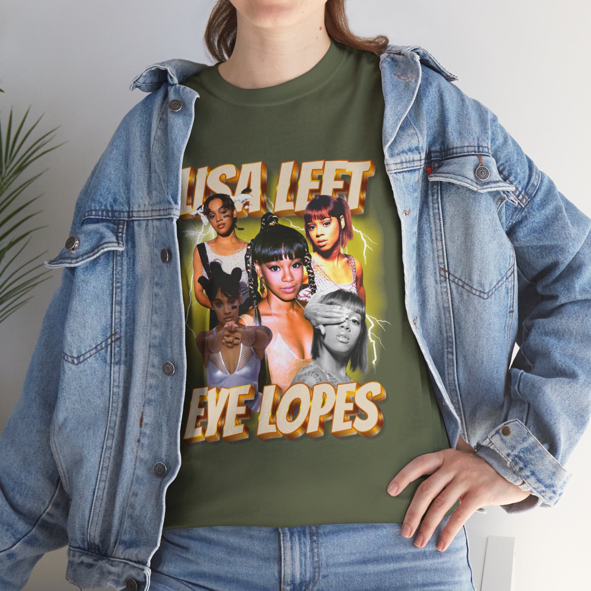 Lisa Left Eye Lopes Graphic Tee — Retro Collage Photo Design with 'Lisa Left Eve Lopes' Text
