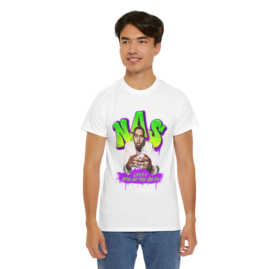 Nas Graphic Tee — Retro Graffiti Hip-Hop Tribute Shirt - Lifes a B*