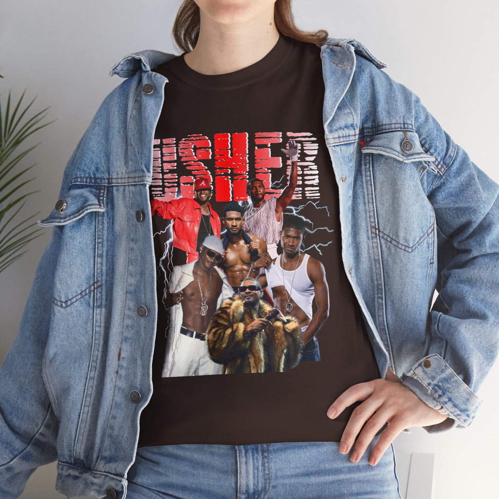 Usher Collage Graphic Tee — Retro R&B Concert Shirt