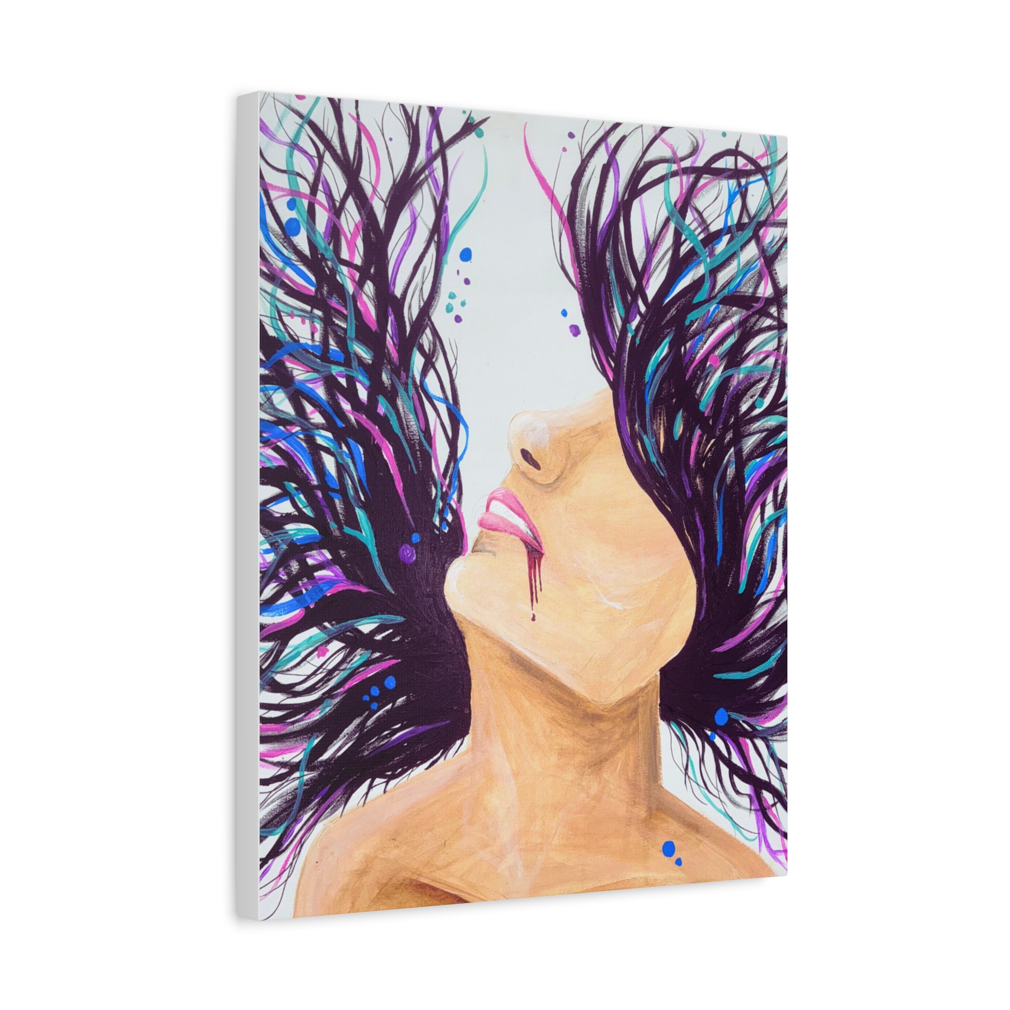 'Wild' - Surreal Woman with Flowing Hair Matte Canvas Wall Art