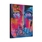 'Rebel'- Hand Painted (Print) Rebel Pop Art Face Matte Stretched Canvas