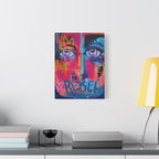 'Rebel'- Hand Painted (Print) Rebel Pop Art Face Matte Stretched Canvas