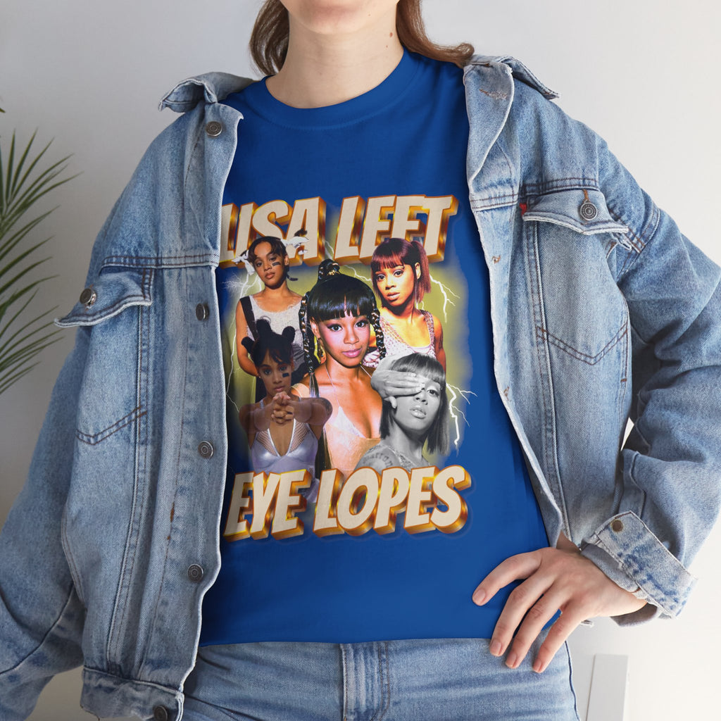 Lisa Left Eye Lopes Graphic Tee — Retro Collage Photo Design with 'Lisa Left Eve Lopes' Text