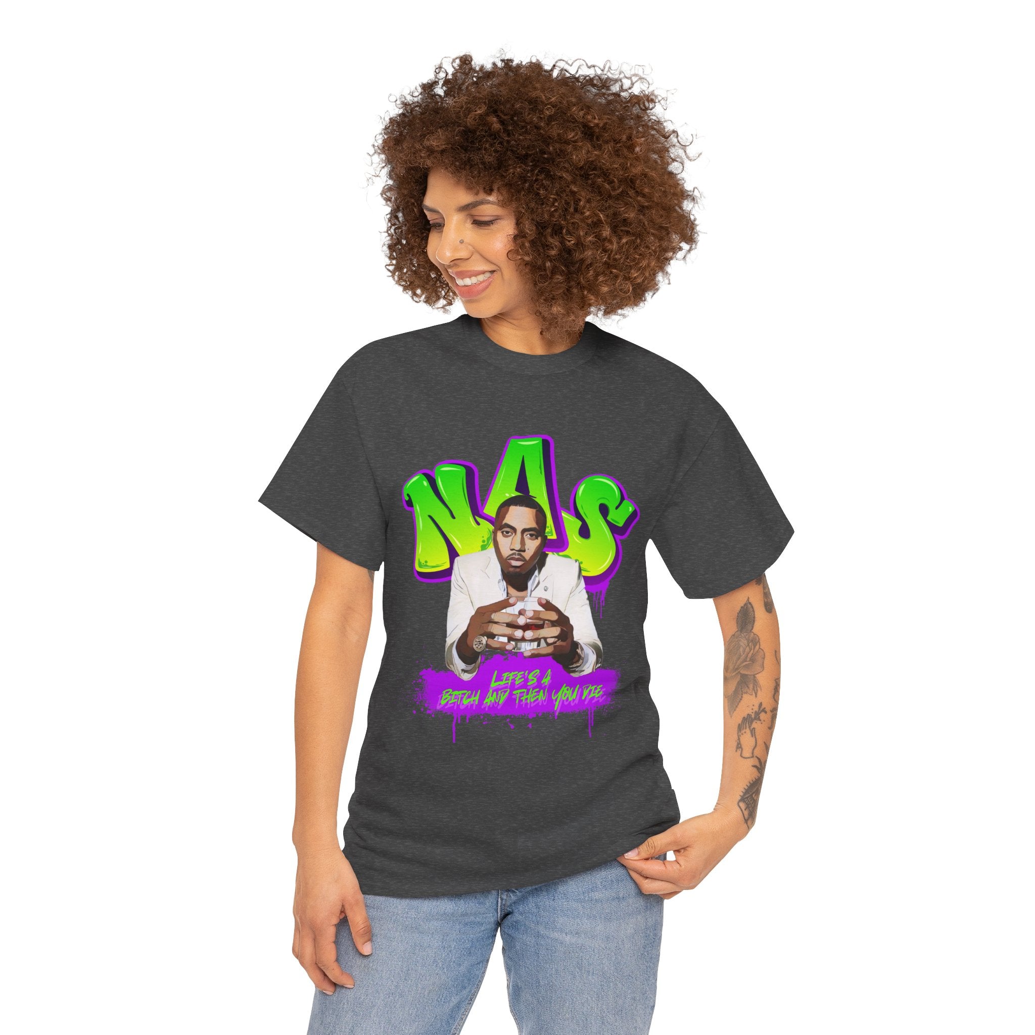 Nas Graphic Tee — Retro Graffiti Hip-Hop Tribute Shirt - Lifes a B*