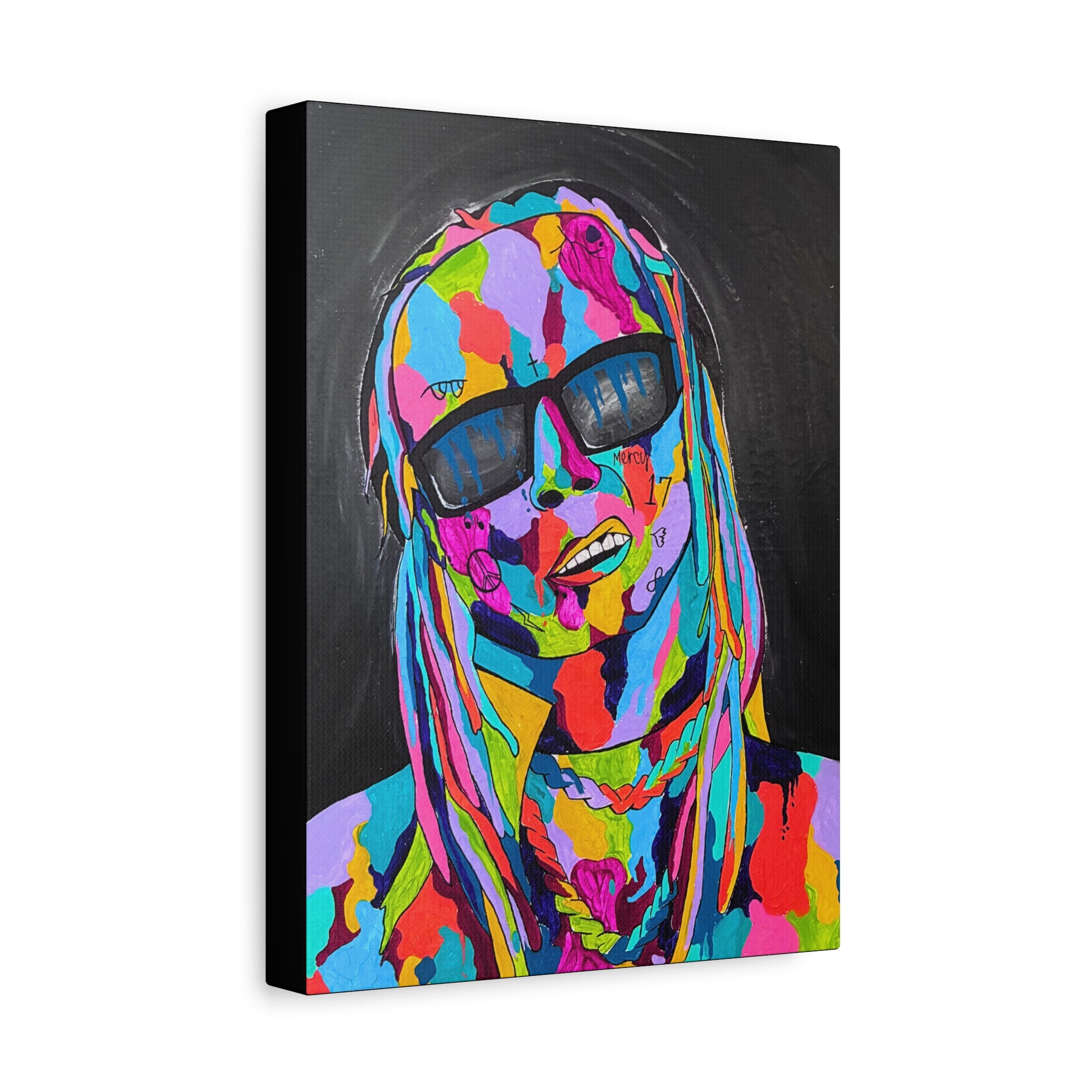 Rap Art - Lil' Wayne Urban Art Portrait Canvas — Colorful Matte Stretched Wall Art