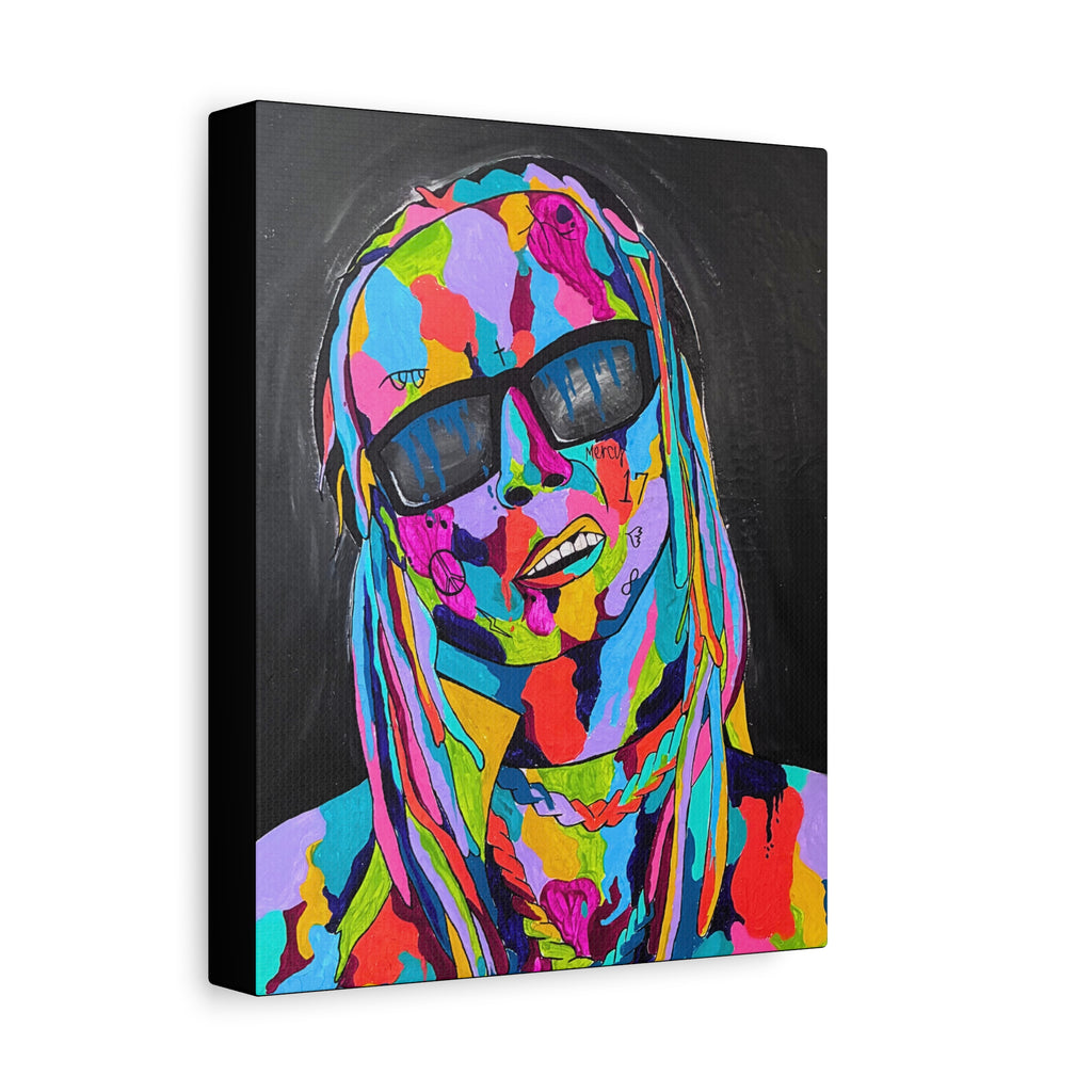 Rap Art - Lil' Wayne Urban Art Portrait Canvas — Colorful Matte Stretched Wall Art