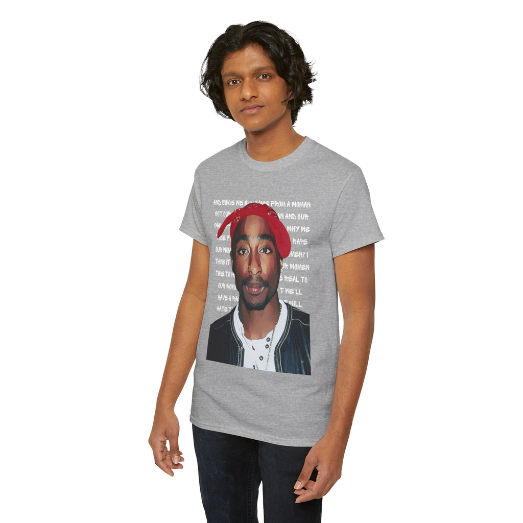 Pac Graphic Photo Tee with Keep Your Head Up Lyrics Text