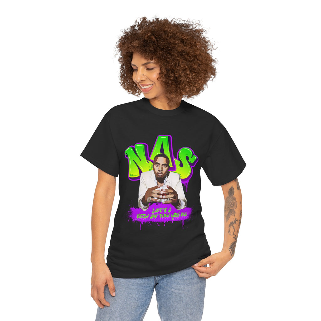 Nas Graphic Tee — Retro Graffiti Hip-Hop Tribute Shirt - Lifes a B*