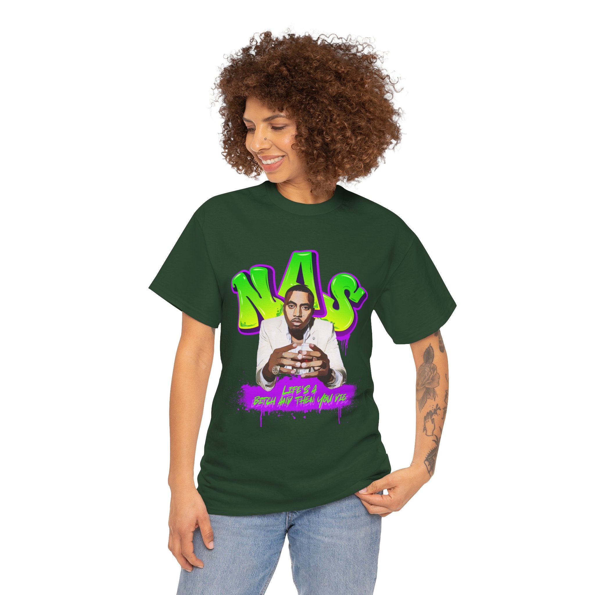 Nas Graphic Tee — Retro Graffiti Hip-Hop Tribute Shirt - Lifes a B*