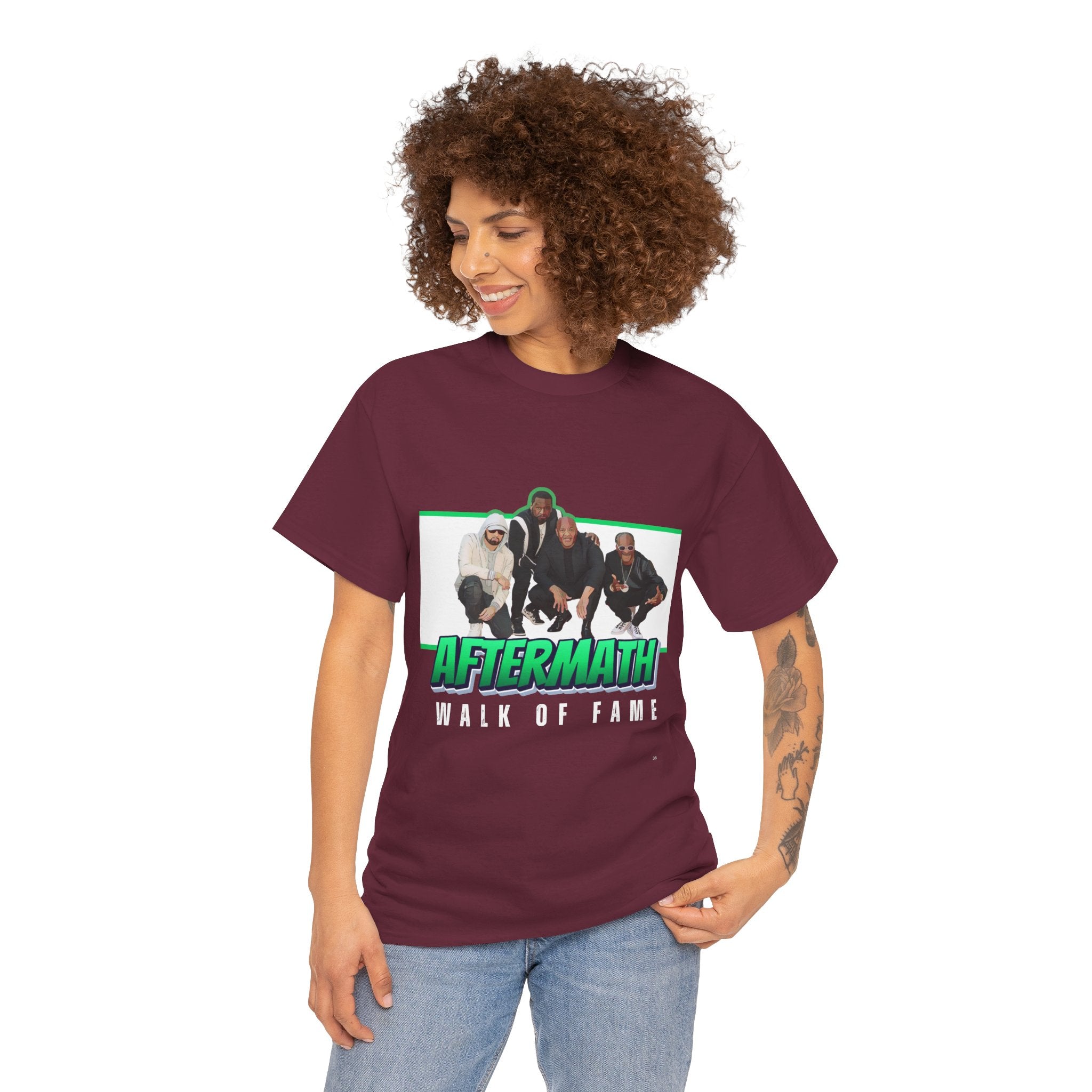 Em, Dre, Snoop, 50 - Unisex Heavy Cotton Tee - "Aftermath" Walk of Fame Graphic Tee
