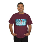 Usher Retro Dance Tee — Glitchy Neon Graphic T-Shirt