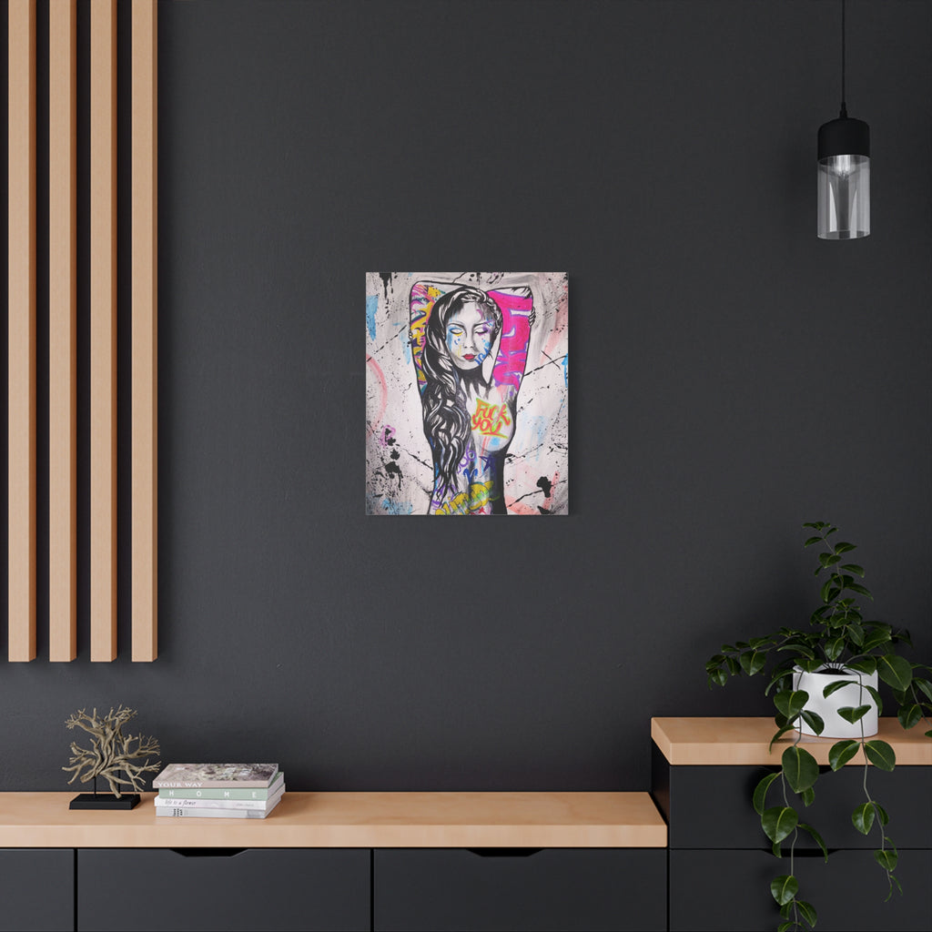 'Unlearnt' - Graffiti Portrait Matte Canvas Print — Urban Street Art Woman
