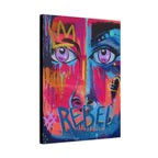 'Rebel'- Hand Painted (Print) Rebel Pop Art Face Matte Stretched Canvas