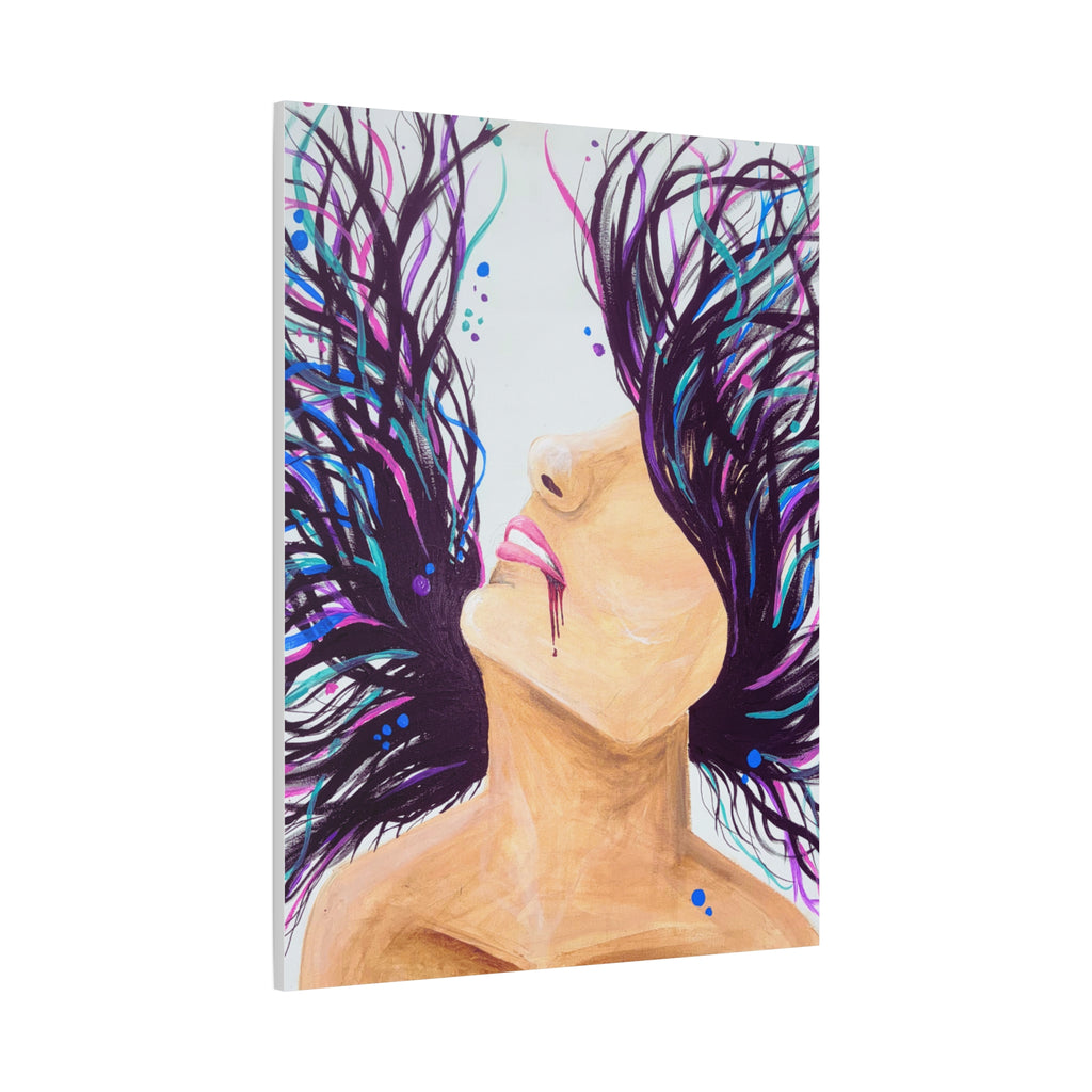 'Wild' - Surreal Woman with Flowing Hair Matte Canvas Wall Art
