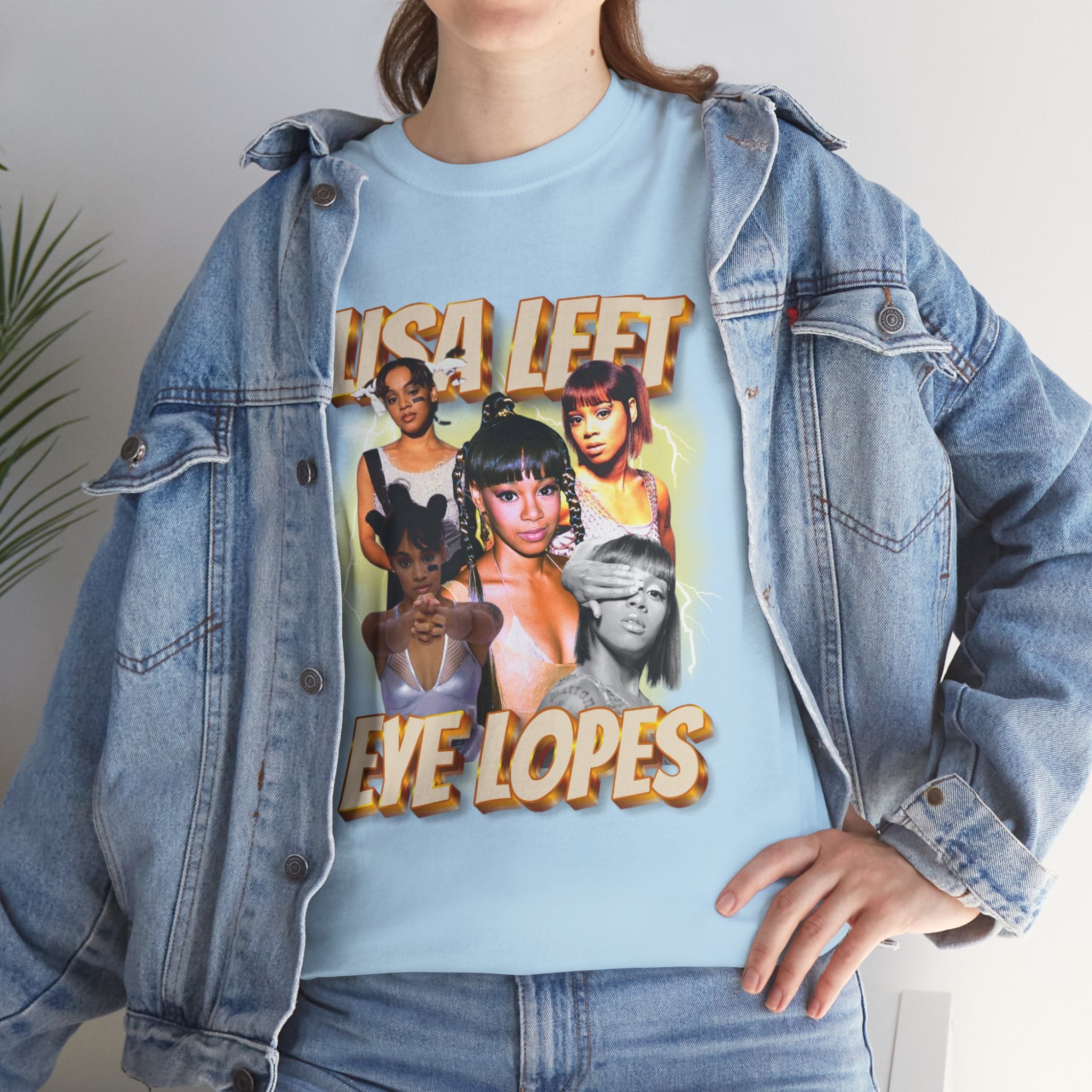 Lisa Left Eye Lopes Graphic Tee — Retro Collage Photo Design with 'Lisa Left Eve Lopes' Text