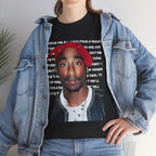 Pac Graphic Photo Tee with Keep Your Head Up Lyrics Text