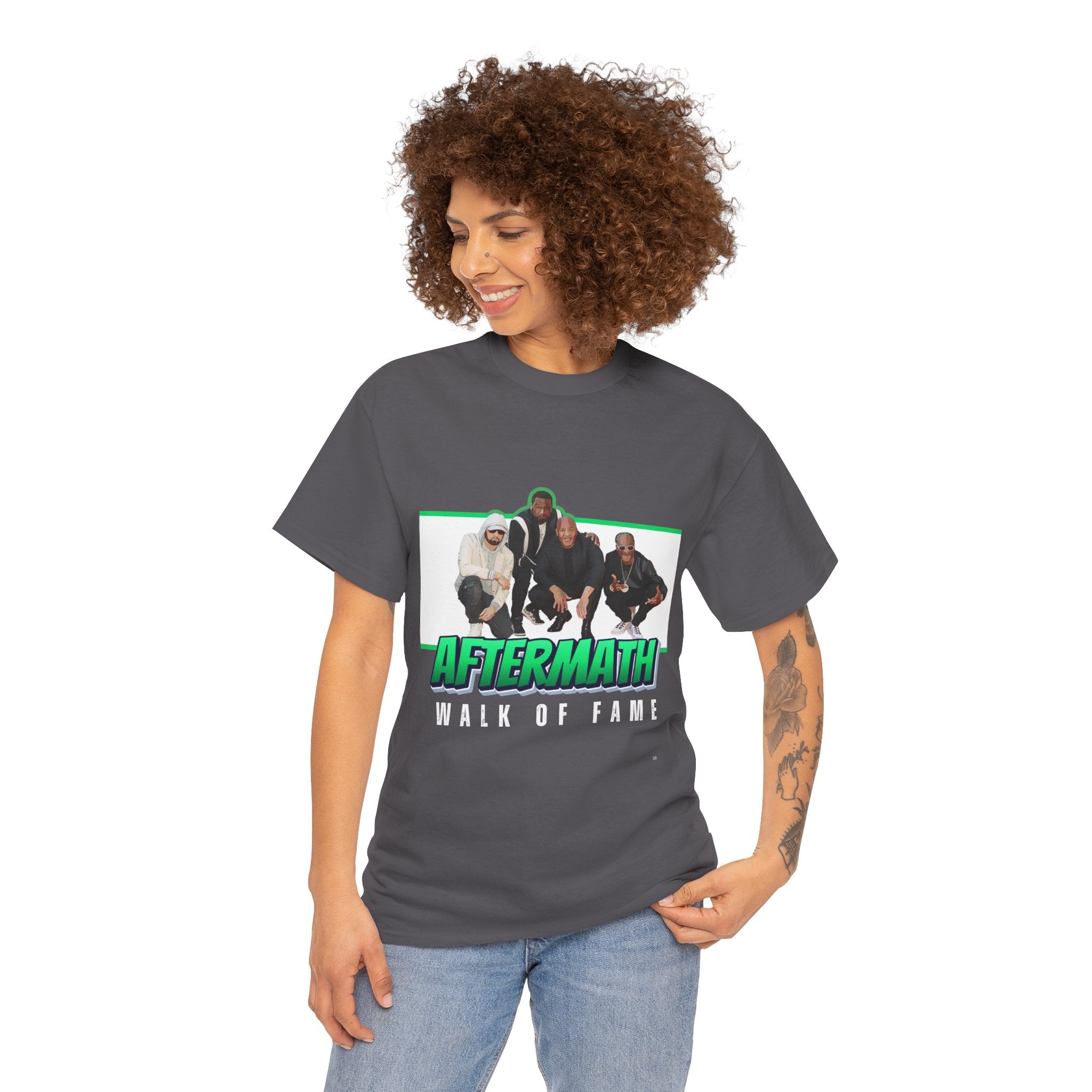 Em, Dre, Snoop, 50 - Unisex Heavy Cotton Tee - "Aftermath" Walk of Fame Graphic Tee