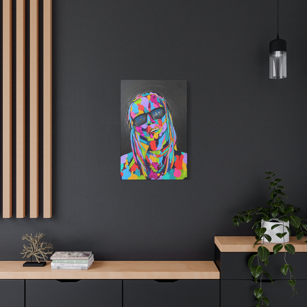 Rap Art - Lil' Wayne Urban Art Portrait Canvas — Colorful Matte Stretched Wall Art