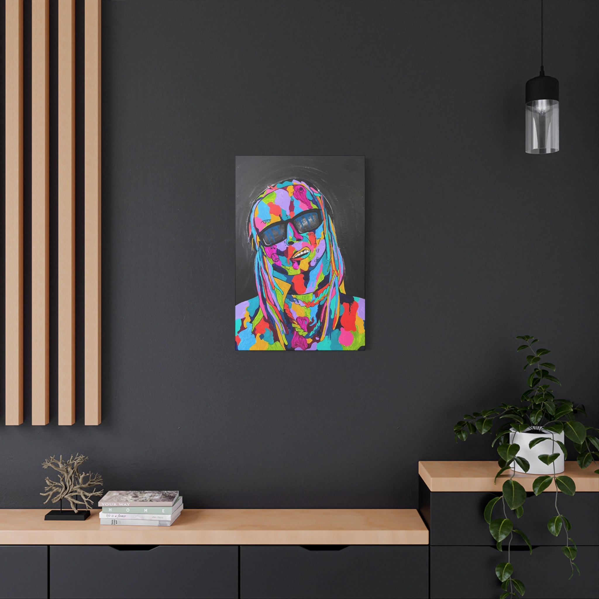 Rap Art - Lil' Wayne Urban Art Portrait Canvas — Colorful Matte Stretched Wall Art