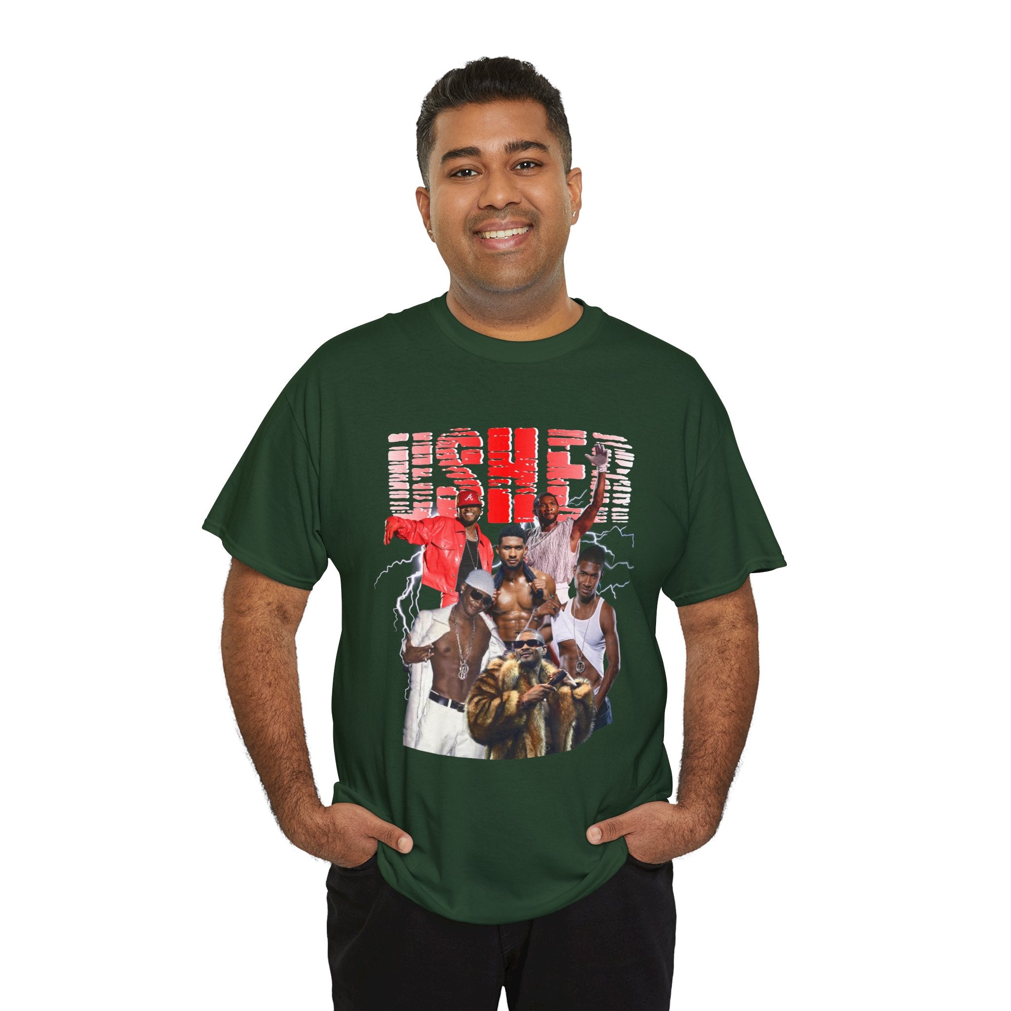 Usher Collage Graphic Tee — Retro R&B Concert Shirt