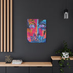 'Rebel'- Hand Painted (Print) Rebel Pop Art Face Matte Stretched Canvas