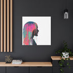 'Discovery' - Neon Drip Girl Acrylic Paint Print (Matte Canvas Wall Art) — Colorful Female Silhouette, Modern Pop Art Décor