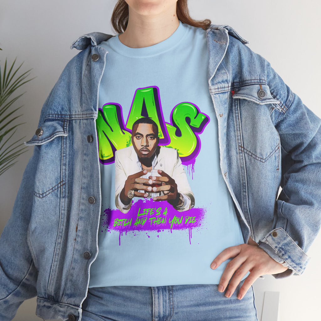 Nas Graphic Tee — Retro Graffiti Hip-Hop Tribute Shirt - Lifes a B*