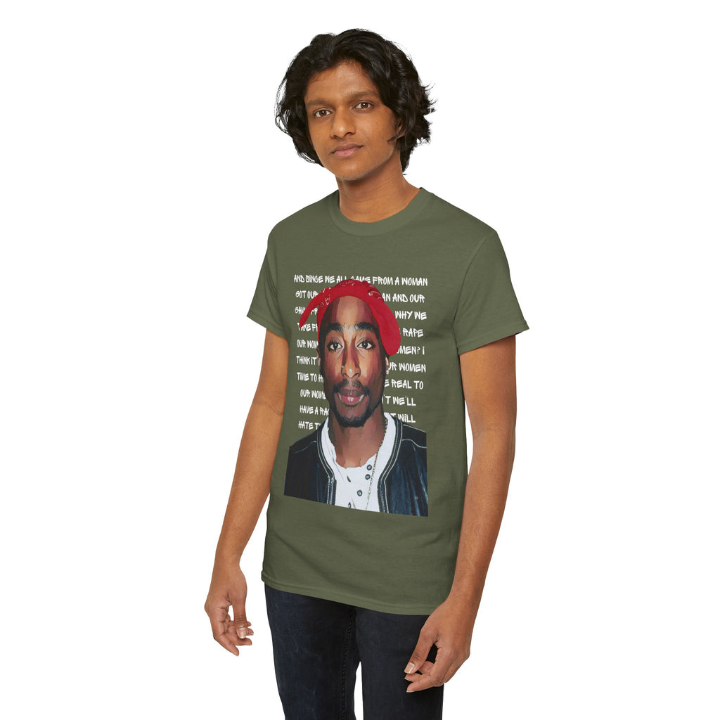 Pac Graphic Photo Tee with Keep Your Head Up Lyrics Text