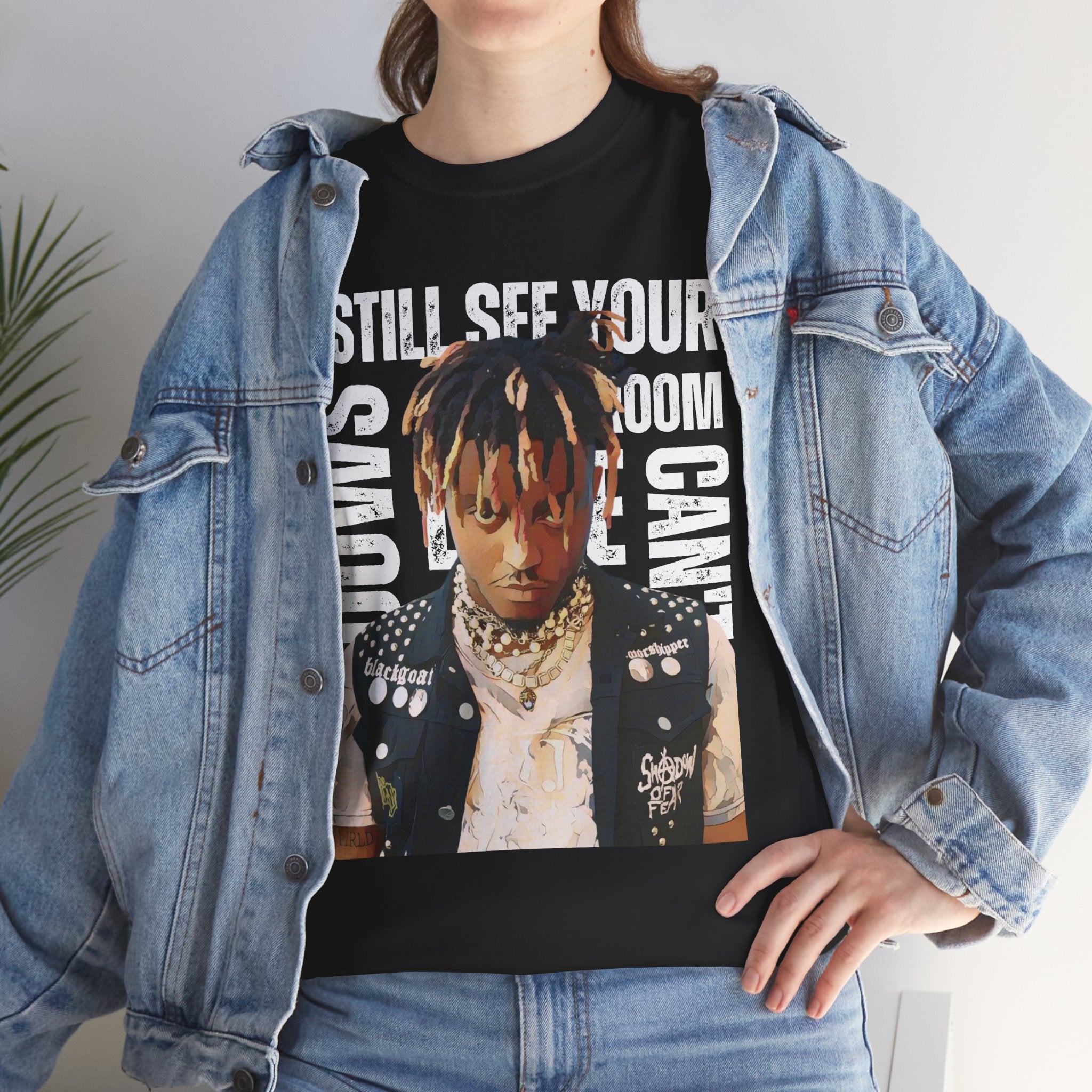Juice WRLD Cartoon Design Tee — "I Still See Your Shadows in my Room" Graphic Shirt