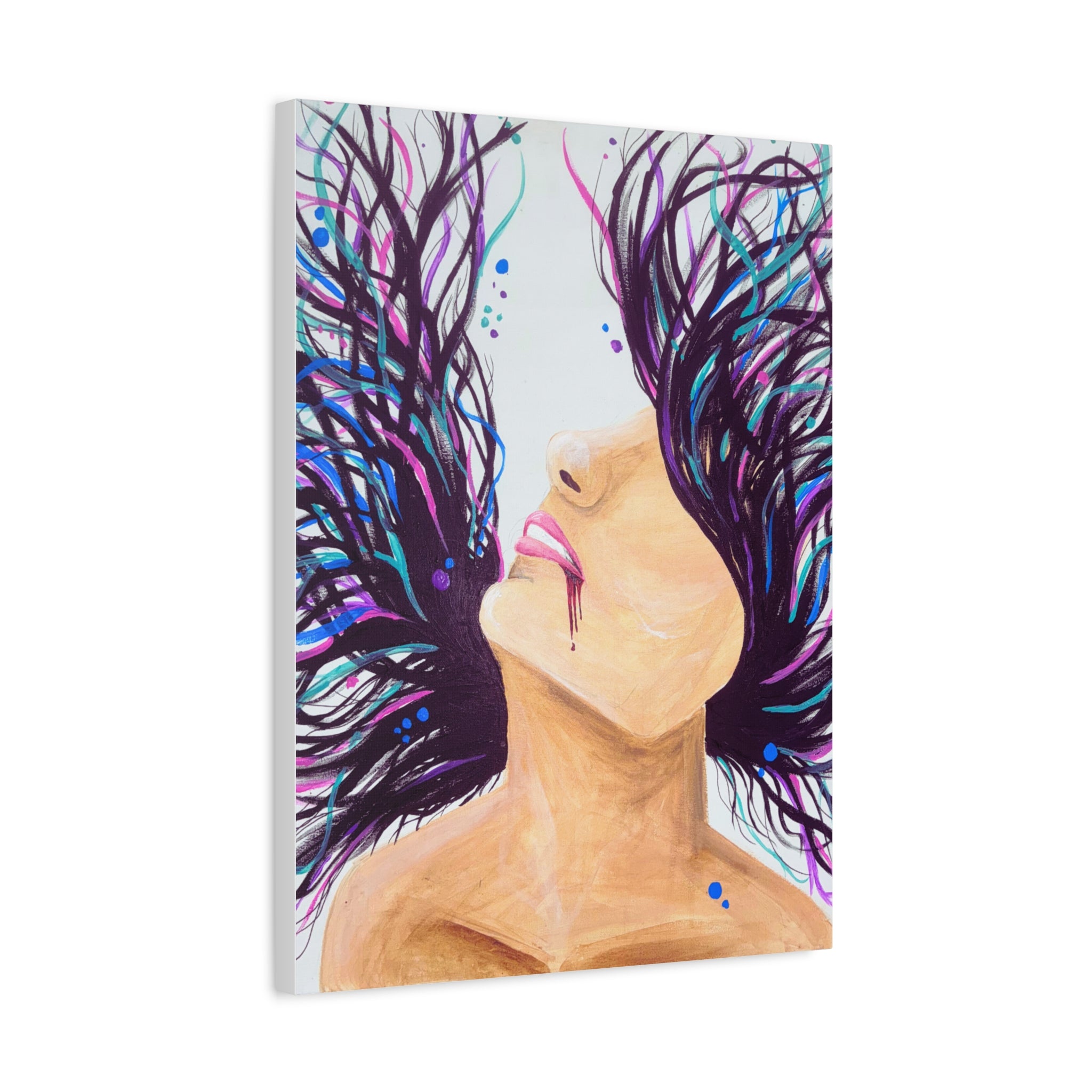 'Wild' - Surreal Woman with Flowing Hair Matte Canvas Wall Art