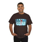 Usher Retro Dance Tee — Glitchy Neon Graphic T-Shirt