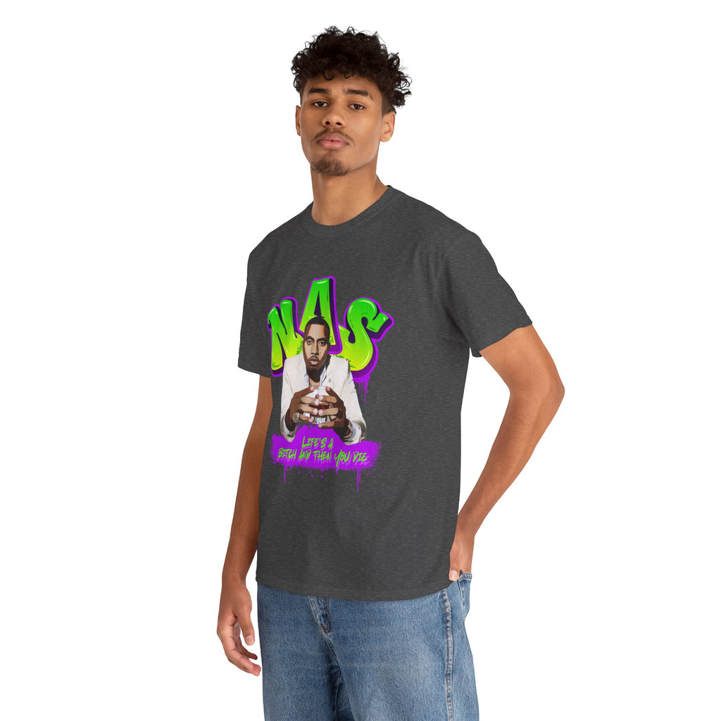 Nas Graphic Tee — Retro Graffiti Hip-Hop Tribute Shirt - Lifes a B*