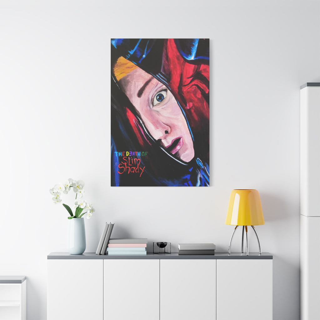"The Death of Slim Shady" Album Cover Portrait with Acyrlic Paint Print (Stretched 1.25") Matte Canvas Print
